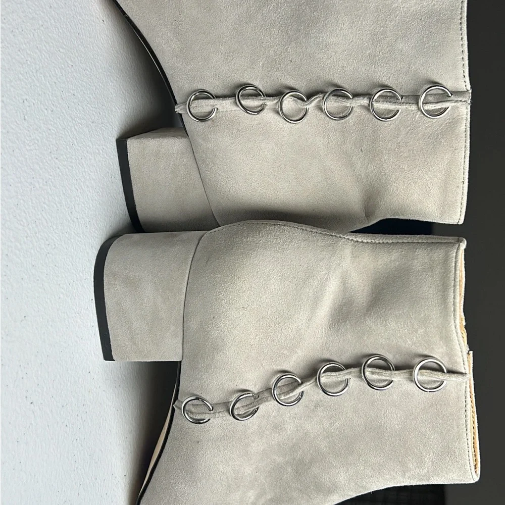 Katy Perry Collections Cream Ankle Booties with Block Heel - Picture 2 of 8